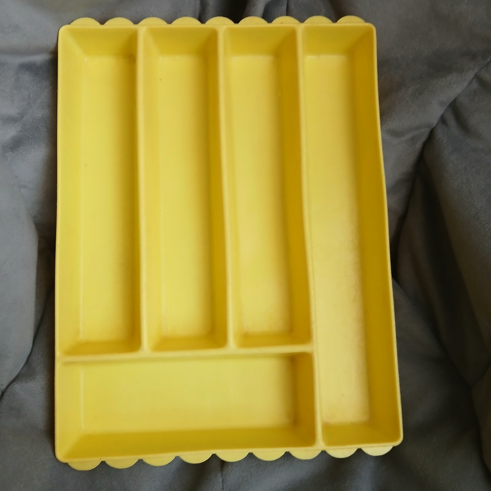 Vintage Yellow Utensil Drawer Organizer